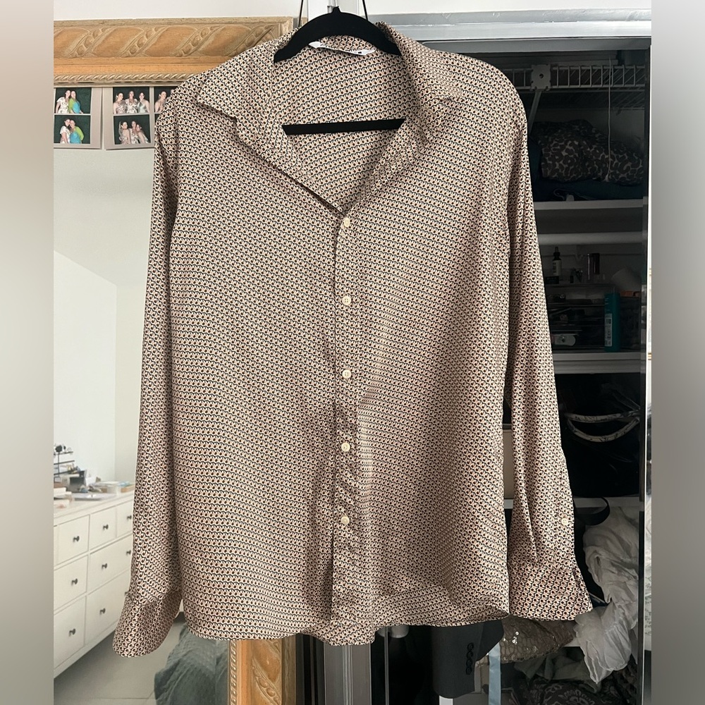 Zara Men’s Satin Effect Button Down Shirt NWOT